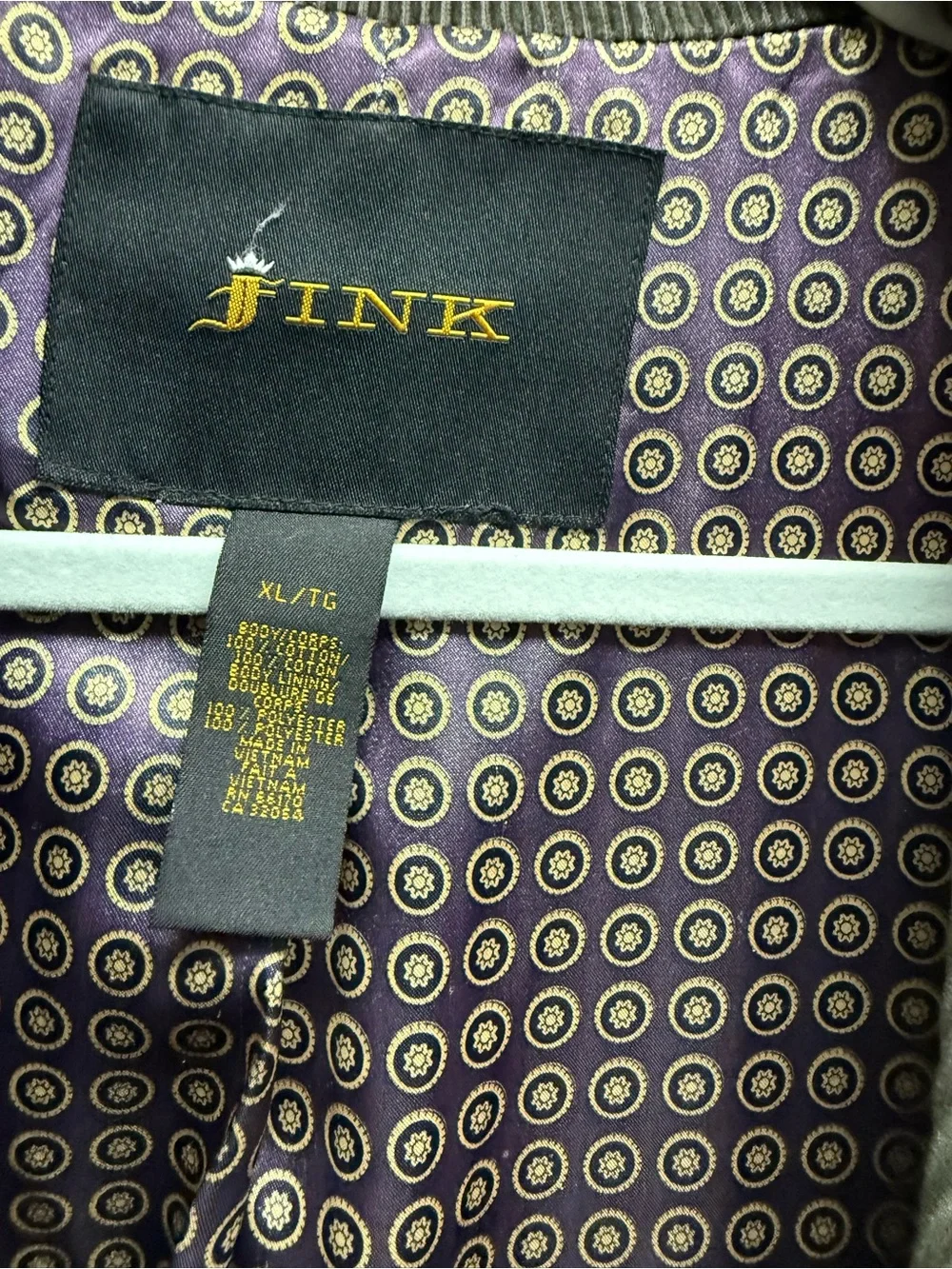 Vintage Jink Brown Corduroy Blazer Dark Academic Retro Tile Print Lining XL